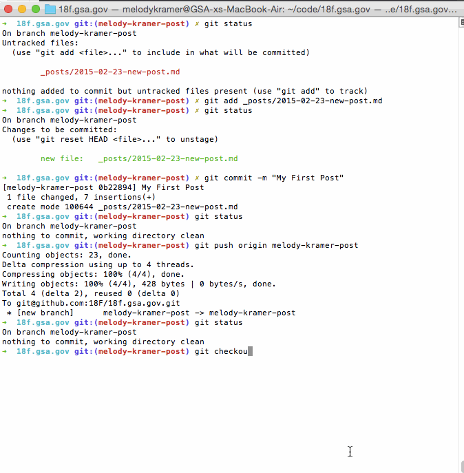 screenshot: checkout and pull