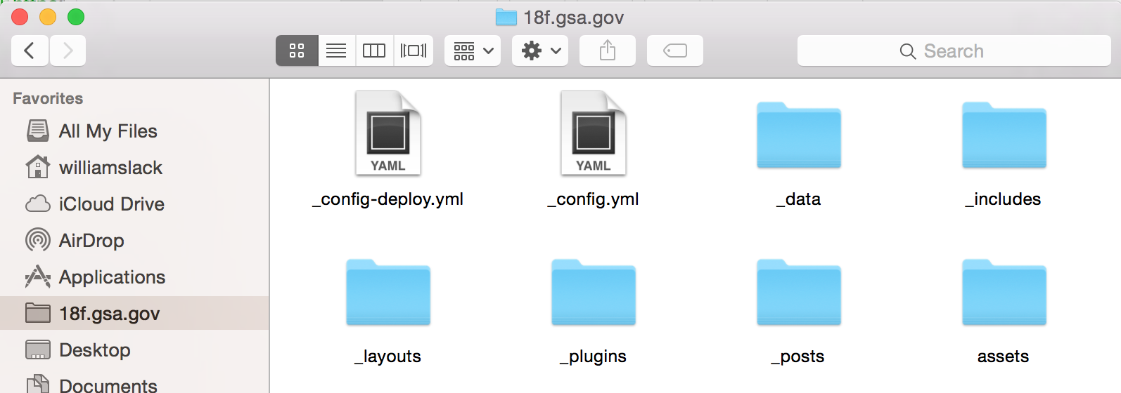 Screenshot: 18f.gsa.gov's repo in mac folder